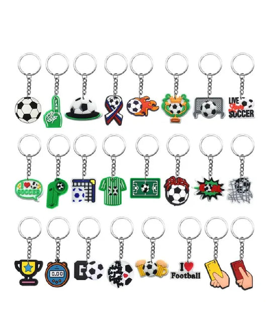 Mixed Football Rubber Key Chain (Pack of 24)