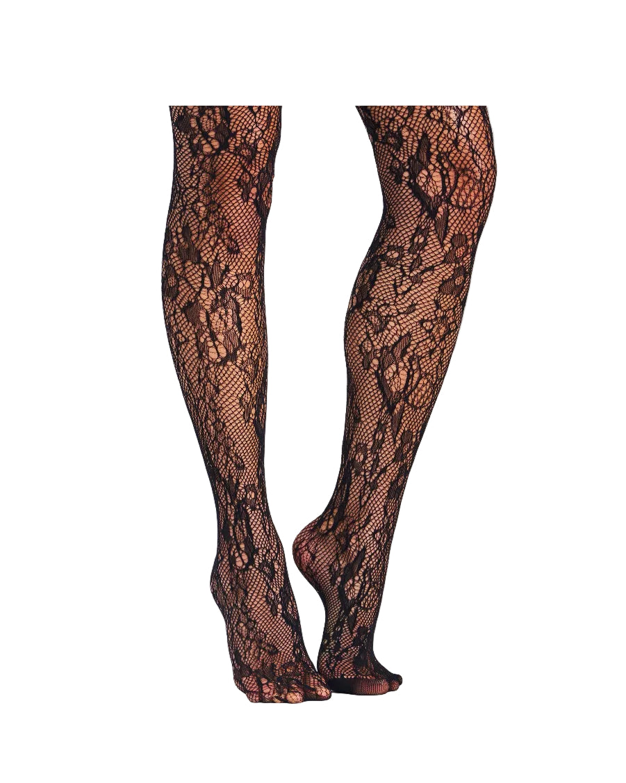 Fishnet Floral Stocking