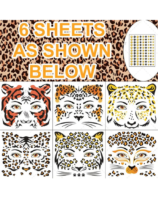 Leopard Print Temporary Tattoo Stickers (Pack of 6)