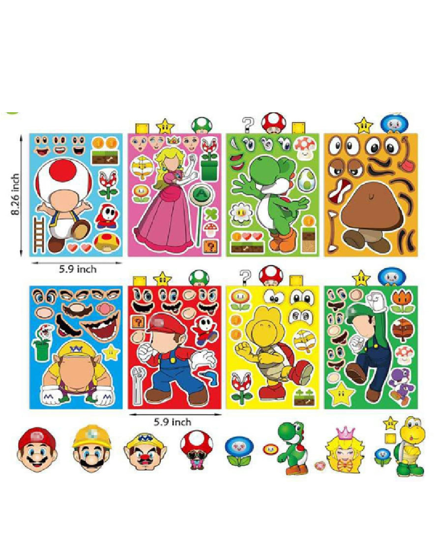 Mario Stickers for Kids Birthday Party Gift (Pack of 12)