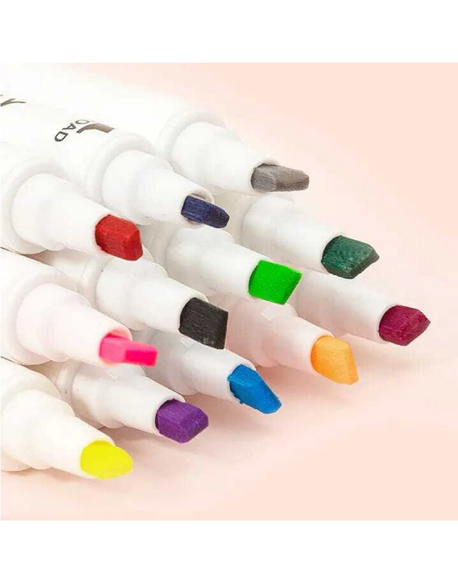 2 IN 1 Highlighter & Marker Pen Multicolor (Pack of 12 Pcs)