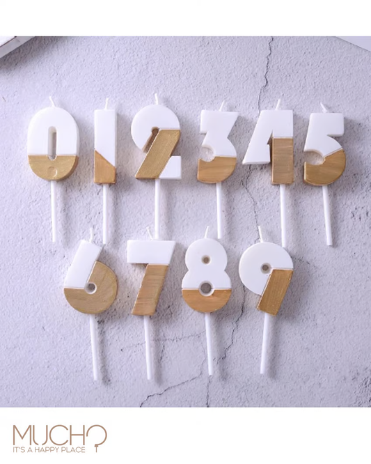 Gold/White Number Candles