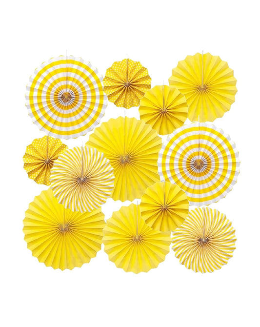 Yellow Paper Fan Decoration Set