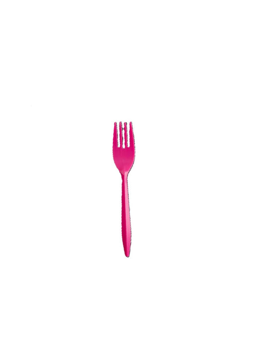 Hot Pink Plastic Fork Cutlery Set