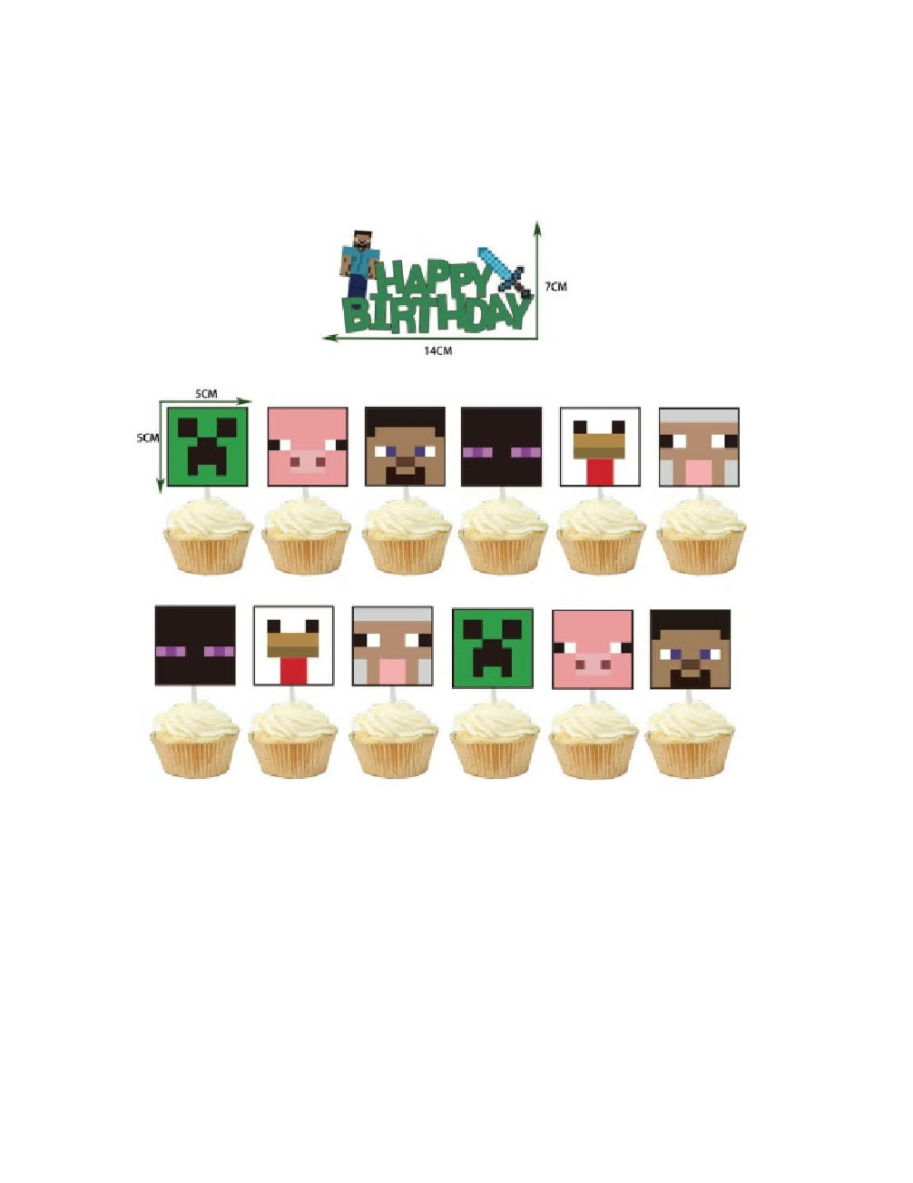 Minecraft Cake & Cupcake Toppers