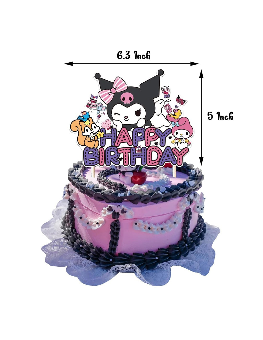 Kuromi and My Melody Party Supplies - Banner Cake Toppers, Cupcake Toppers