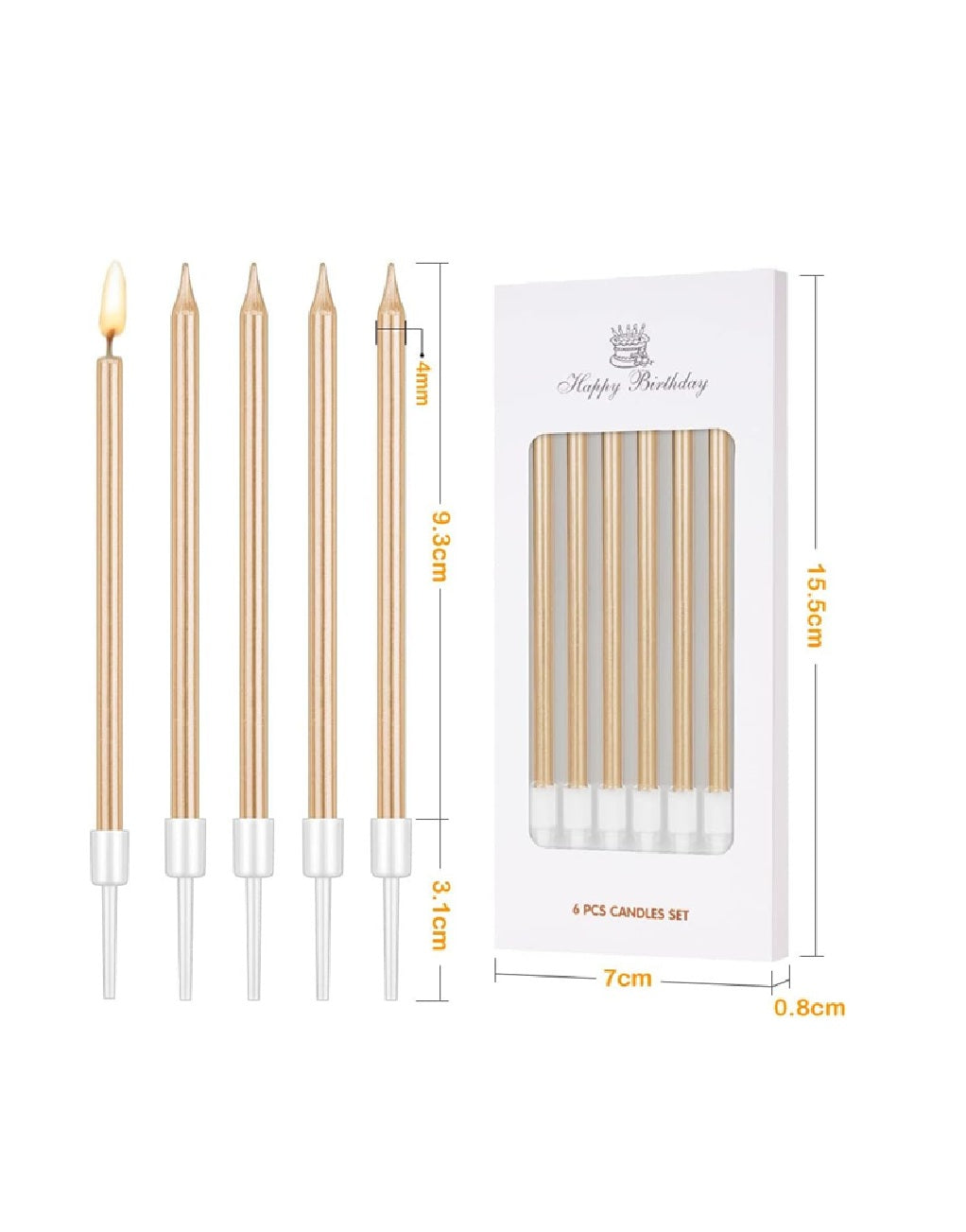 Metallic Birthday Cake Candles