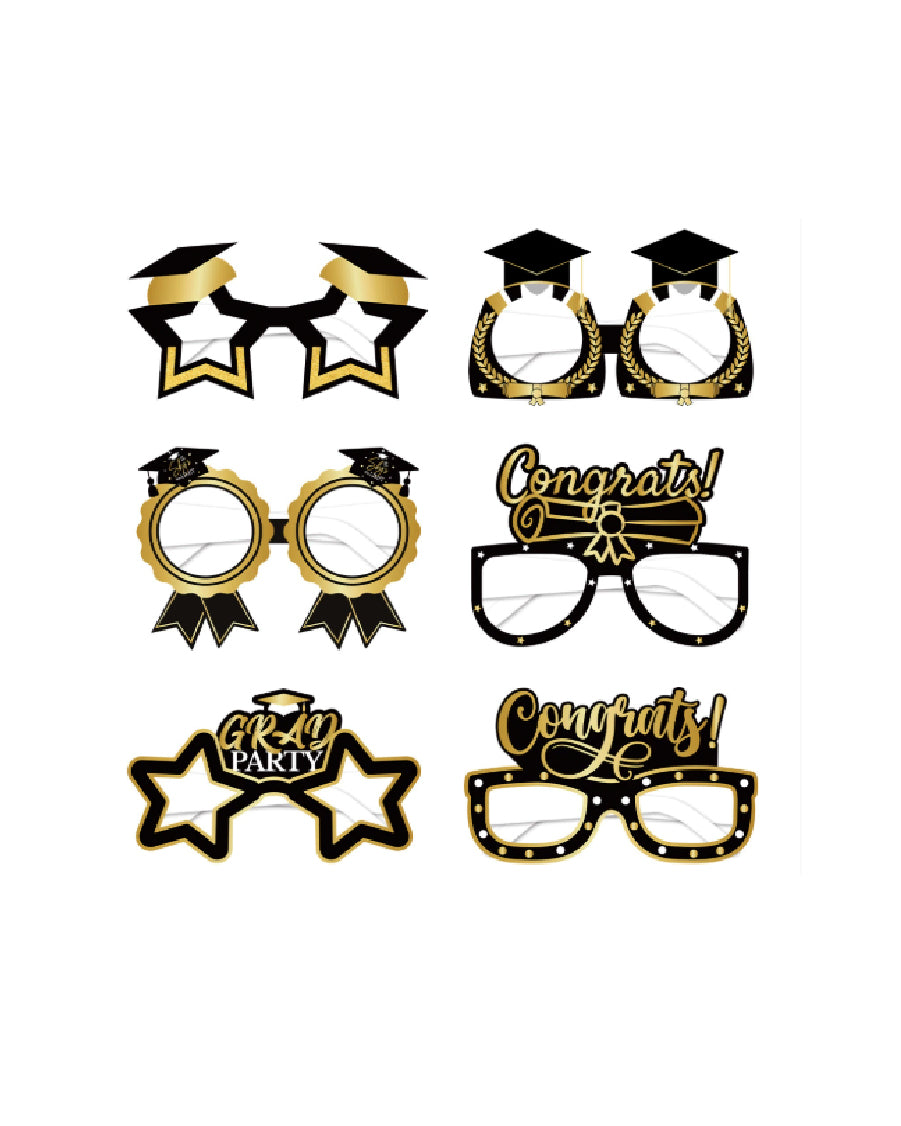 Graduation Paper Glasses Props (Pack of 6)