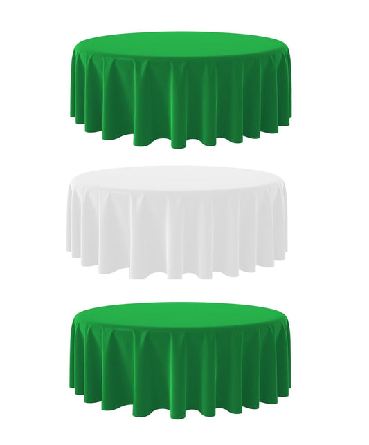 Green/White Round Table Cover (3 Pieces )
