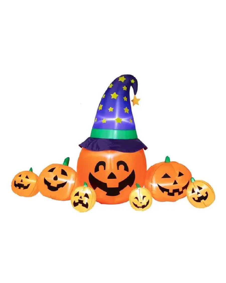 Witch Pumpkin with mini Pumpkins Set Inflatable