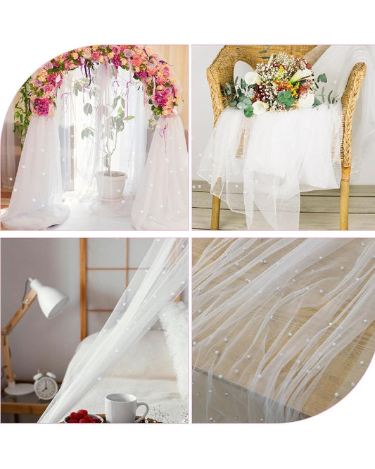 Pearl White Sheer Tulle Table Runner