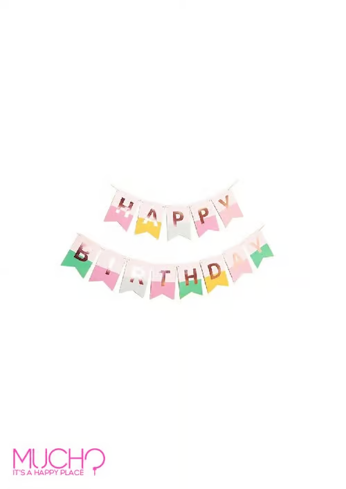 Pastel Rainbow Happy Birthday Banner