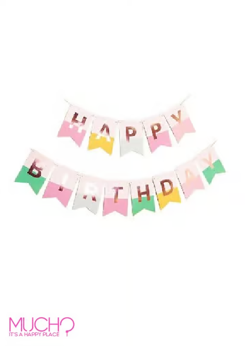 Pastel Rainbow Happy Birthday Banner