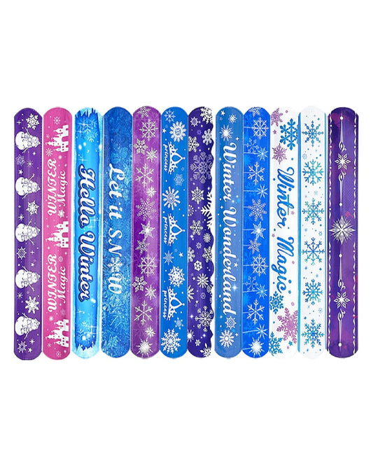 Snowflakes Slap Bracelets (Pack of 12)