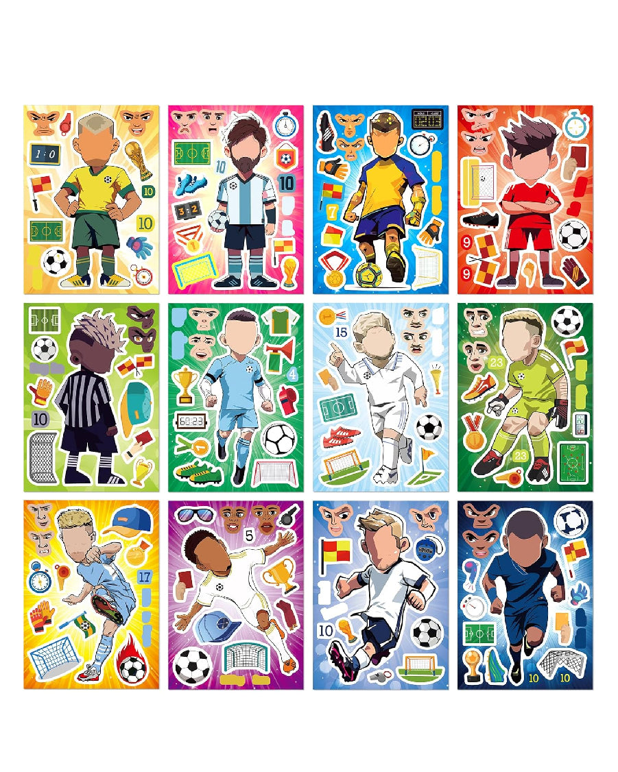 Soccer Football Stickers for Kids Birthday Party Gift (Pack of 12)