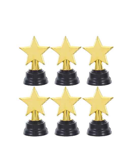 Plastic Golden Star Trophy (Pack of 6)