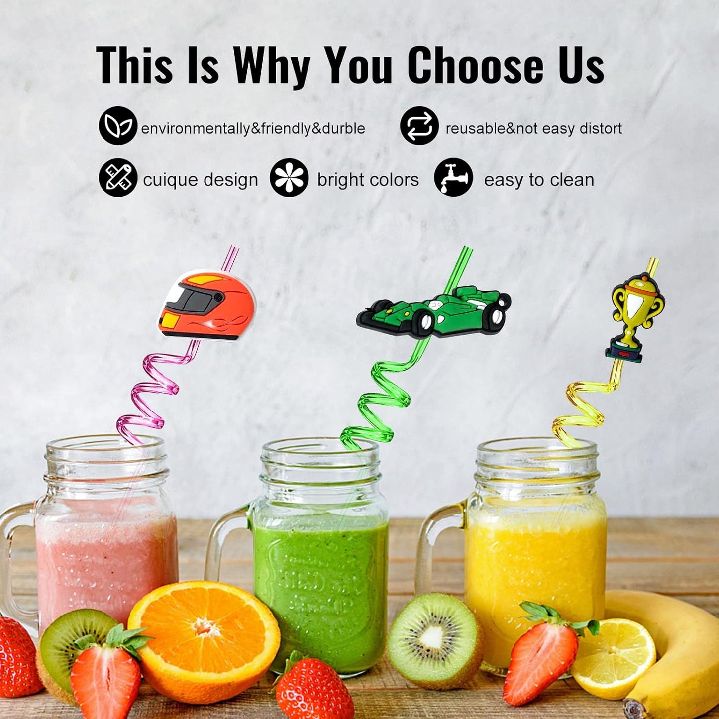 Cars Plastic Mixed Colored Straws