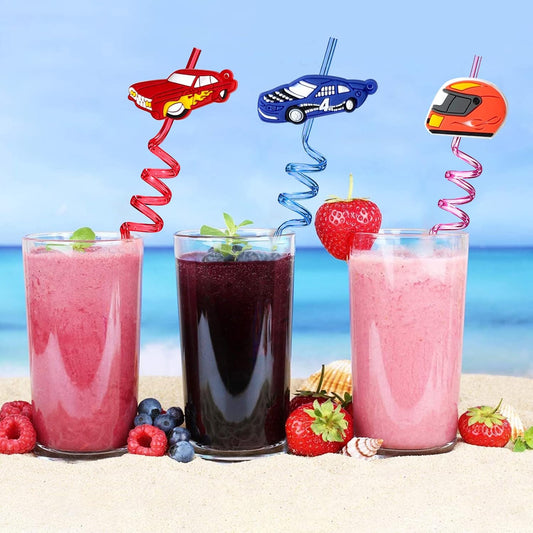 Cars Plastic Mixed Colored Straws