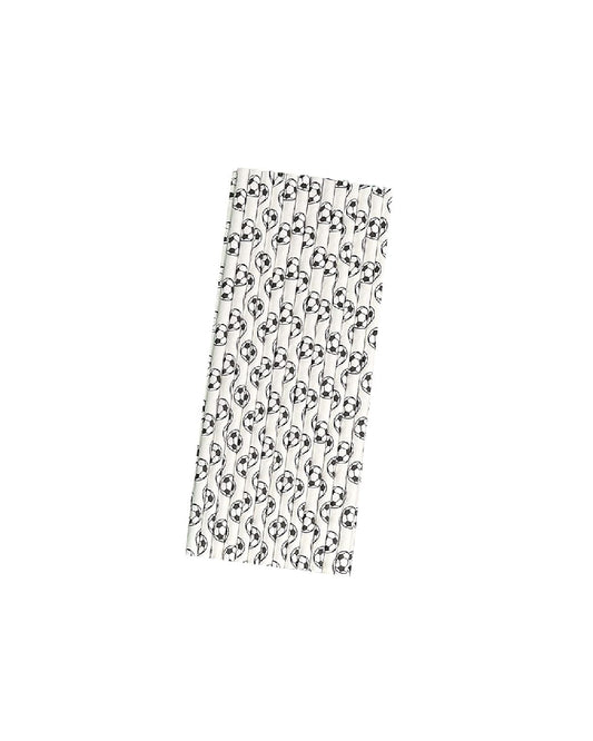 Black & White Football Paper Straw (Pack of 25)