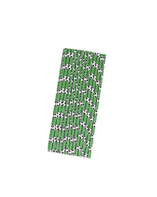 Green Football Paper Straw (Pack of 25)