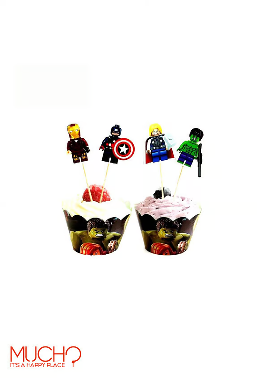 Superheroes Lego Cupcake Wrappers & Toppers