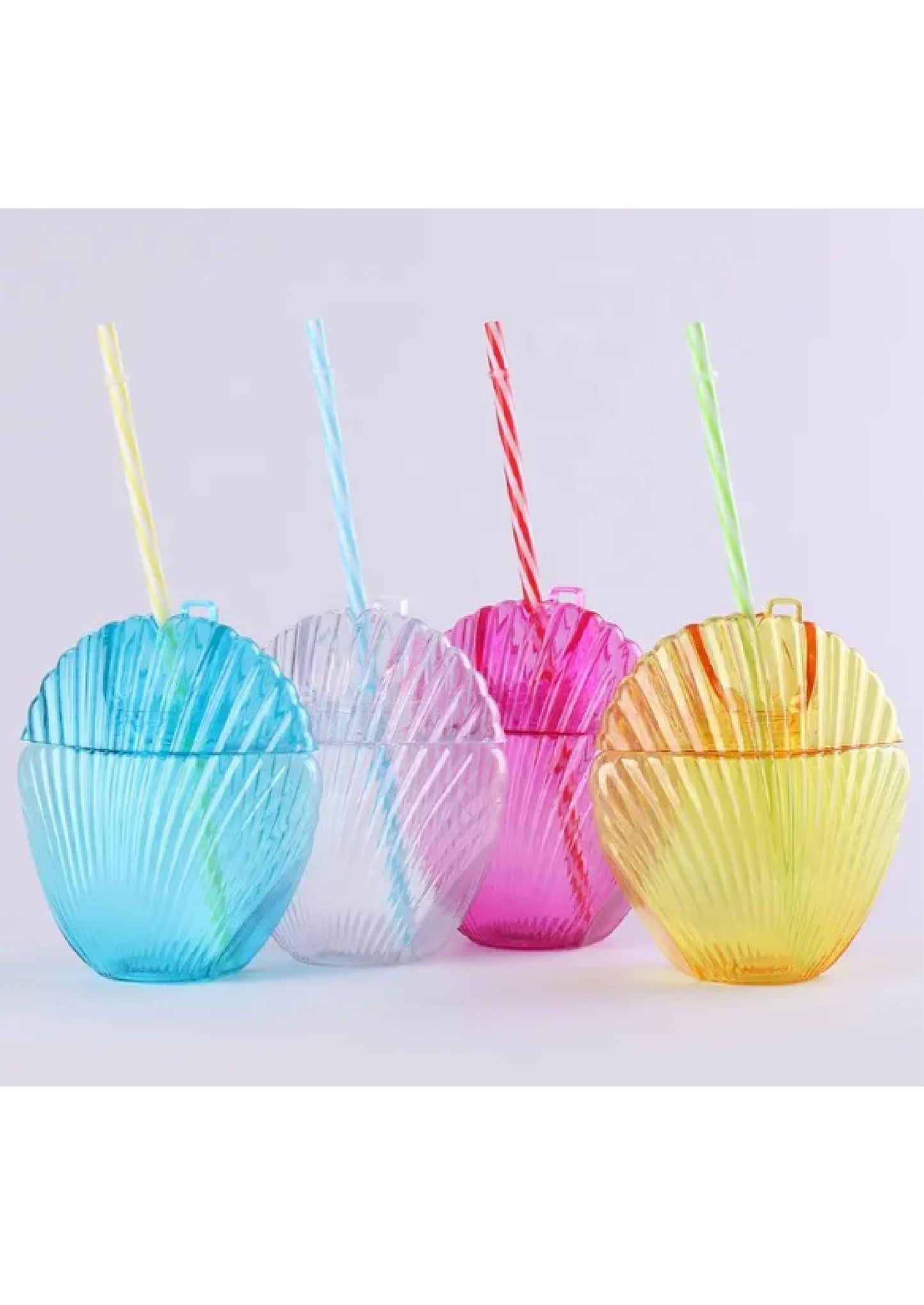 Mermaid Shell Plastic Tumbler with Straw