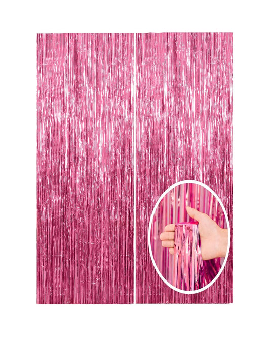 Pink Foil Fringe Curtain Backdrop
