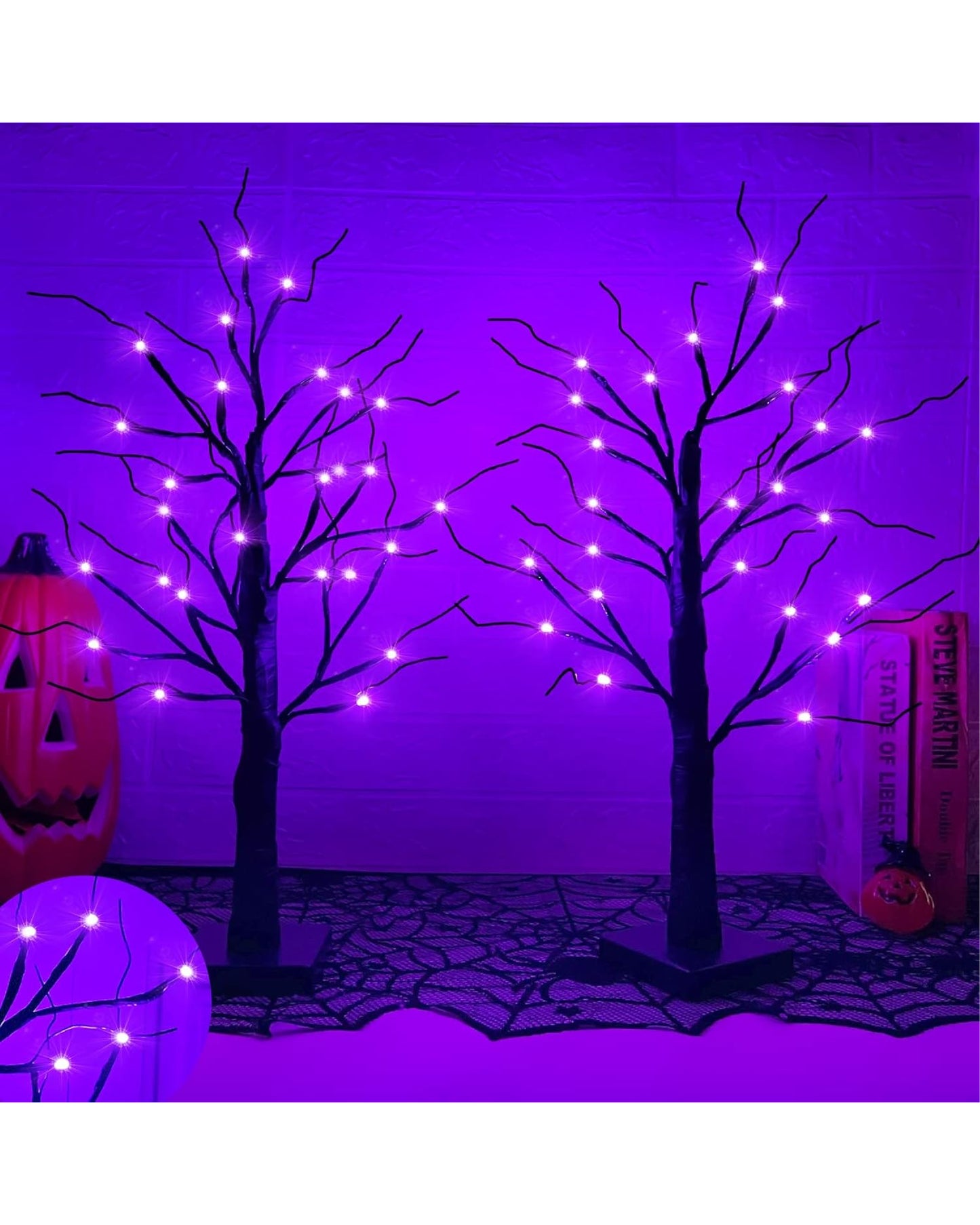 Black Halloween Tree with LED Lights